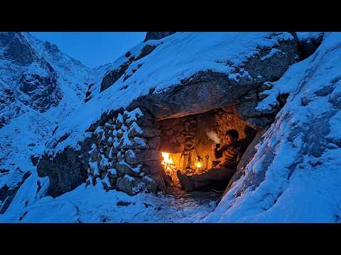 I built a stone shelter inside the rock face amidst the