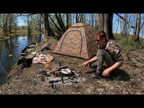 Wild camping on a river with History, peaceful fishing