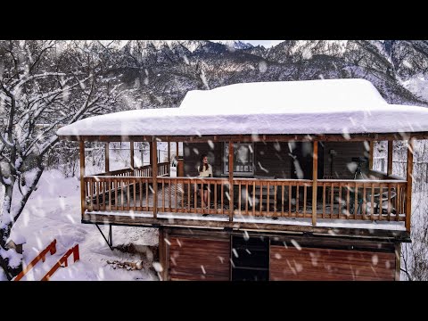 Snowy Day in The House in the Mountains Winter Relax, BBQ