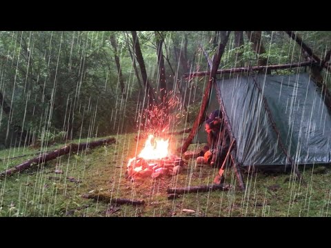 solo camping in Heavy Rain No Tent, No Sleeping Bag –