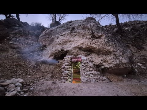 Building a Hidden Shelter Under a Massive Rock by the River