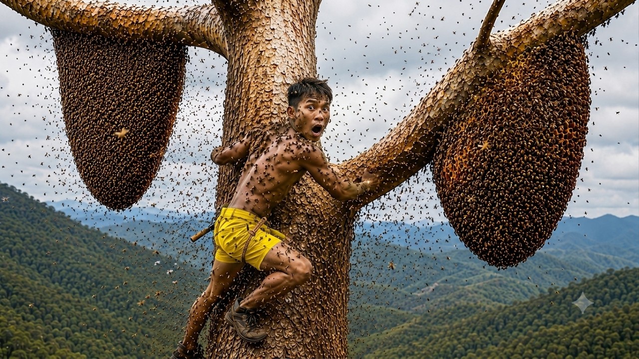 Harvesting A Giant Beehive Deep In The Jungle