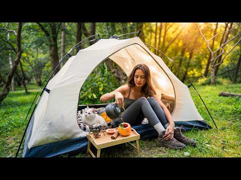 SOLO OVERNIGHT CAMPING IN THE WILDERNESS TENT, CAMPFIRE &