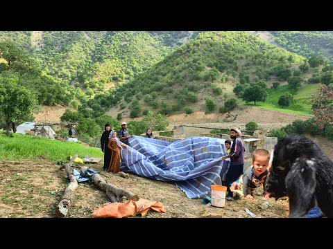 Building a Shelter in Zagros Mountains Nomad Family
