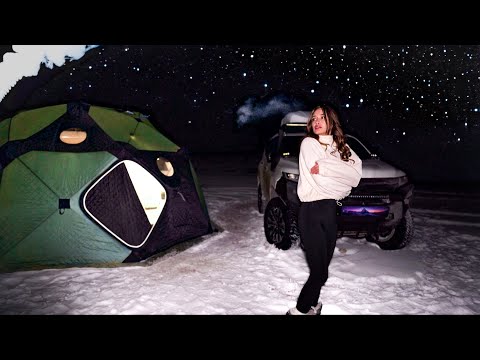 Hot Tent Camping in the Arctic Cold The night Alone in