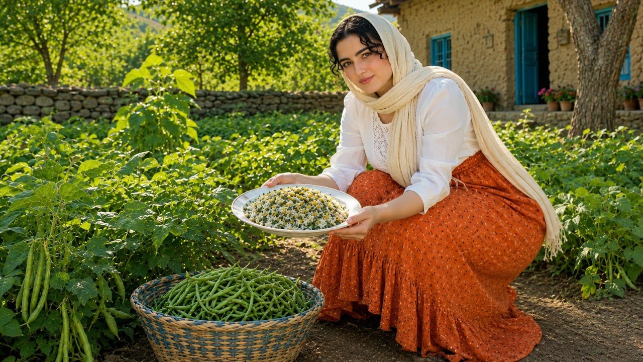 Simple Village Life In Iran Fresh Bean Harvest and