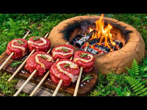 Beef Lollipop Steaks Cooked Over Fire Bushcraft Cooking
