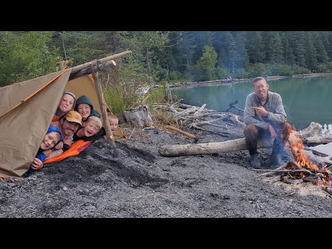 Camping in a Bushcraft Shelter with Newbies Fishing