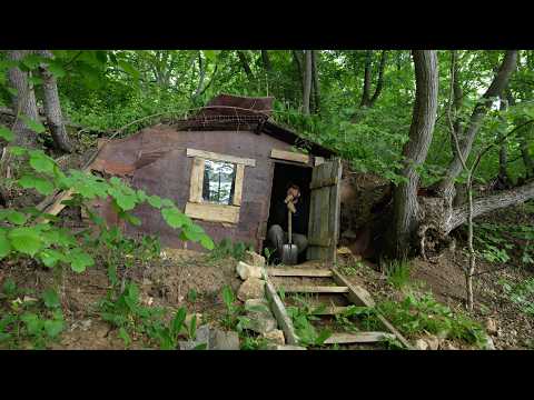Storm Hits My Dugout by the River Cozy Solo Night ASMR