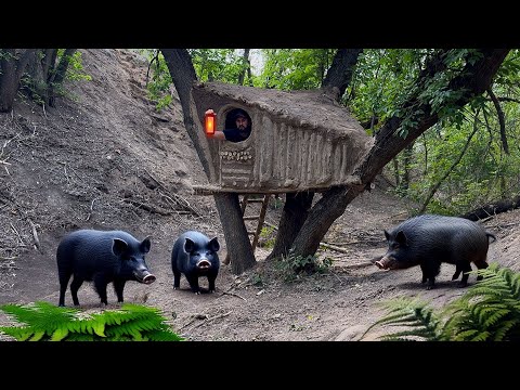 Building a Clay Shelter for Survival in a Wild Boar Den