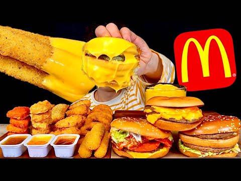 ASMR 맥도날드 페퍼로니 트리플치즈버거 맥너겟 치즈스틱 치즈소스 찍먹방 McDonald’s Triple