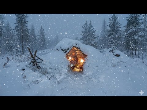 Building a warm and hidden shelter in the snow: winter