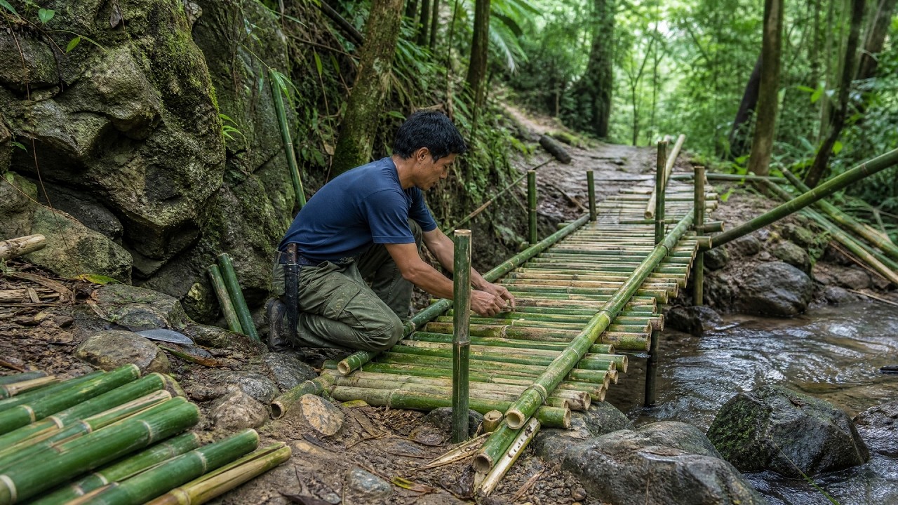 Man Builds INCREDIBLE BAMBOO SHELTERS in Dangerous