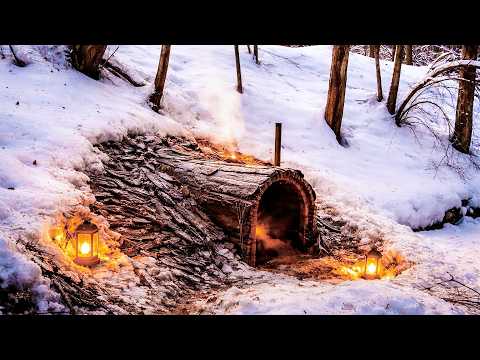 Building a Warm and Cozy Dugout for Survival Log Shelter