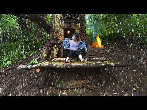 Unexpected Rainstorm - The shelter in the tree trunk saved