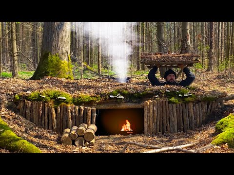 Building Shelter for Survival Dugout at the Forest