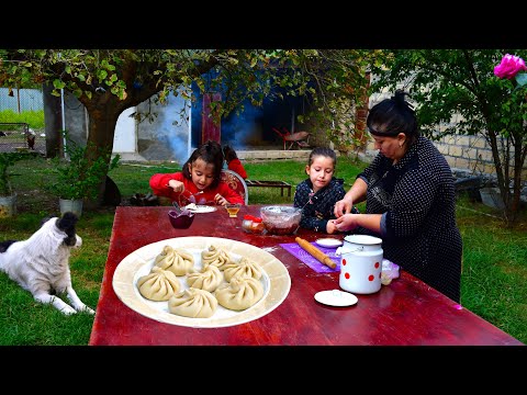 KHINKALI - GEORGIAN DUMPLINGS ON THE CAMPFIRE (RURAL