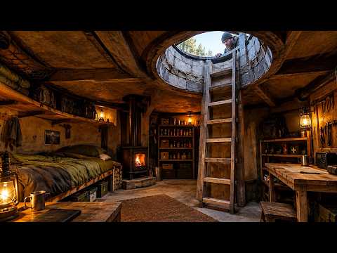 Building a cozy secret bunker inside an old well Bushcraft