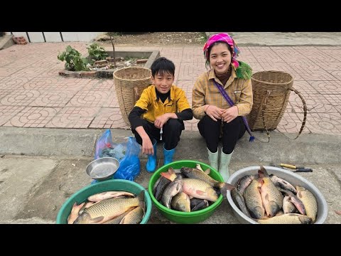 Draining an abandoned fishpond to catch and sell large