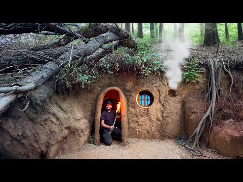 Building a cave for survival in a wild boar den