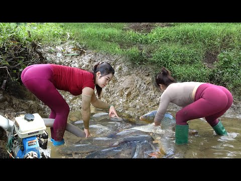 Greatest Fishing Video: Young Girl's Drain Water from the