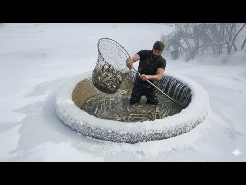 I Caught 100kg Of Fish in a Frozen Lake in the Middle of