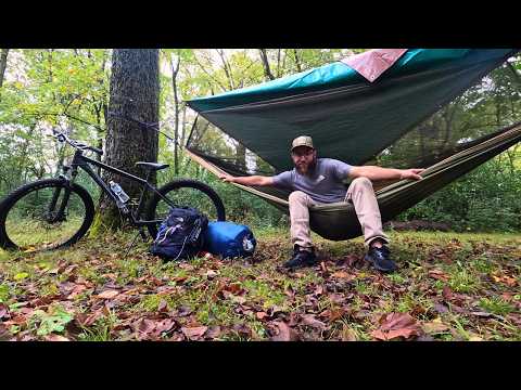 Bike Camping In The Gloomy Minnesota Woods - Hammock