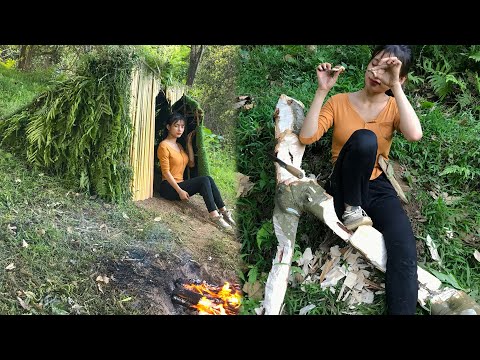 FULL VIDEO: I built a complete shelter by myself, find food