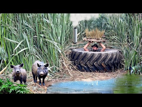 Building a secret dugout inside a huge wheel