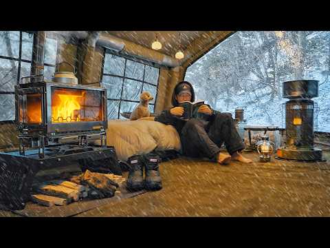Camping in Snow with My Dog 2-Room Inflatable Tent Wood