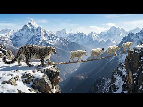 A Chase Across the Frozen Cliffs Leopard & Mountain Goat