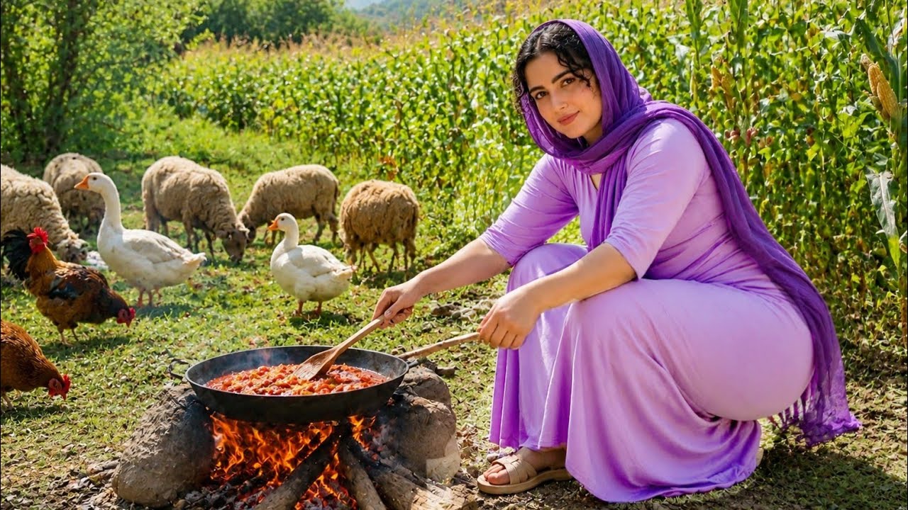 Morning Routine in Iran Village Traditional outdoor
