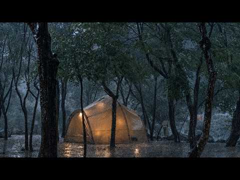 Solo Camping in the Rain with My Dog All-Day Rain in the