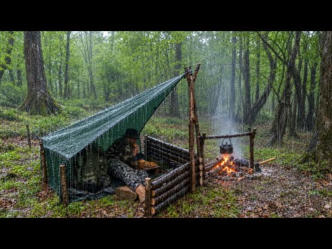 2 Days Camping in Rainy Weather Cozy Shelter in the Rain