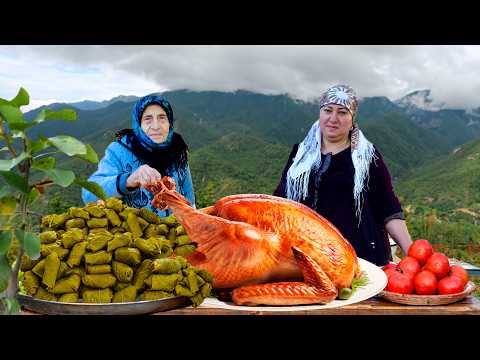 Big Turkey Stuffed with Dolma in a Village Tandoor |