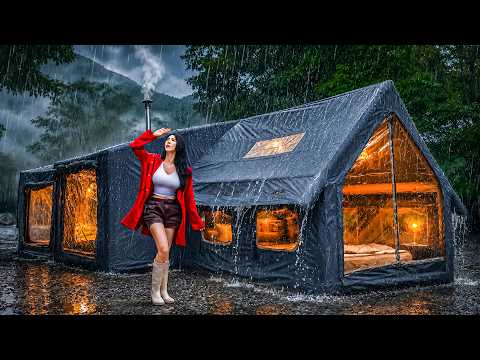 RAINY CAMPING WITH A 3-ROOM AIR TENT