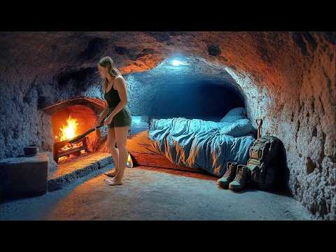 200 Days Building a Stone Secret Shelter Under a Giant