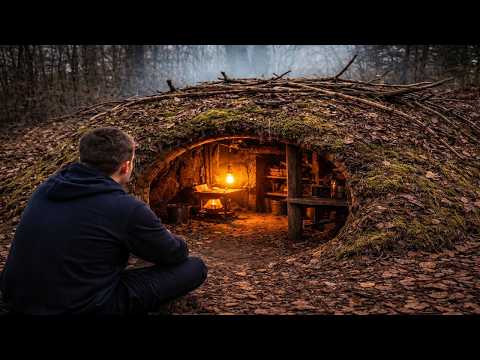 I Built a Secret Underground Bushcraft Shelter (Warm &