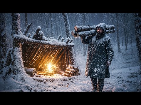 2 Days Extreme Winter Survival in a -9°C with Only a Fire