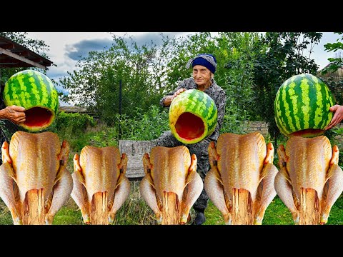 WHOLE CHICKENS UNDER WATERMELON! GRANDMA'S UNUSUAL CHICKEN