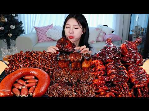ASMR MUKBANG 직접 만든 불닭 짜장 버섯 양념치킨 소세지 쭈꾸미 오징어 먹방 & 레시피