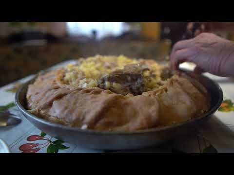 Traditional Chuvash meat pie - Huplu. ASMR village life