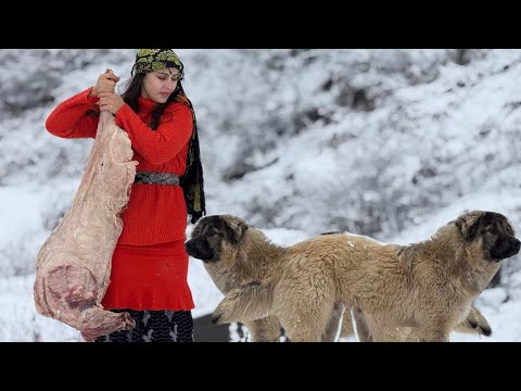Cooking Mutton Broth in a Snowy Village! | Village Life