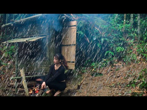 Build a life in the wild forest, girl bushcraft alone -