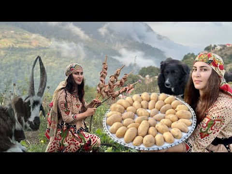 Roast quail and potatoes in salt! Cooking with rural girls