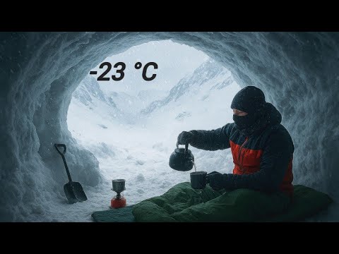 Survival Shelter Under Snow at 3000 Meters – Solo Camping