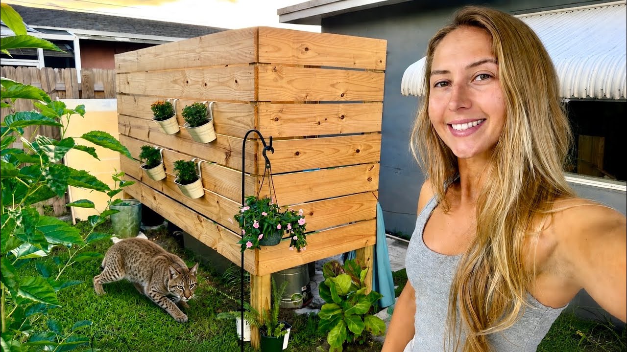 DIY Building My Outdoor Shower Update: Bob Cat Attacked My