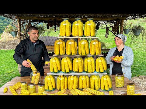 Harvest Corn From The Field And Cook In A Glass Jar Sunny