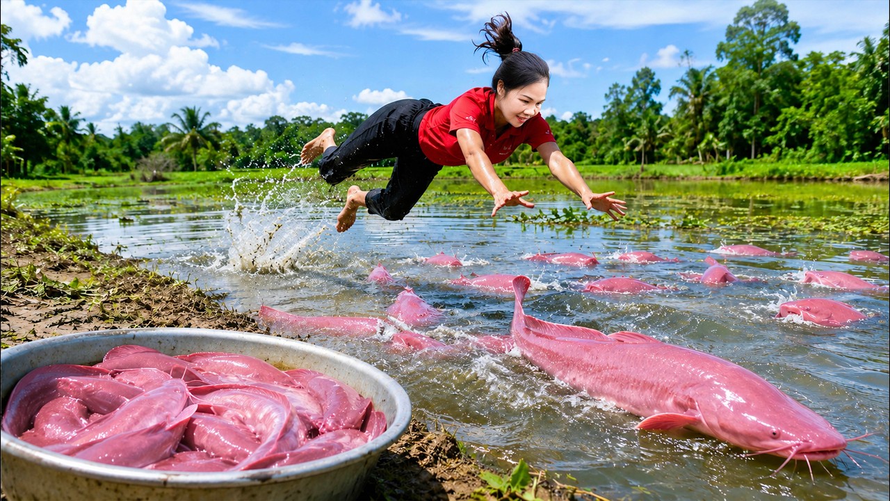 Giant Snakehead Fish in the Swamp & Go To Market Sell
