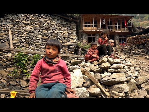 Life in villages high in mountains. Tibetan Village in the